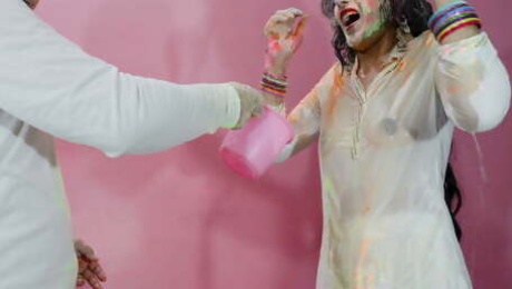 holi special: bro fucked priya anal hard while she wanna play Holi with friends