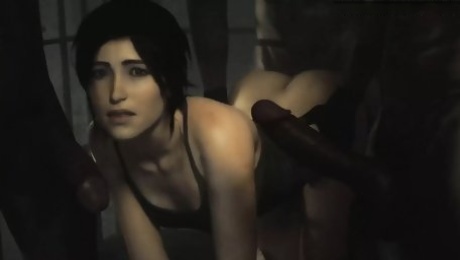 Lara Croft Prison Gangbang